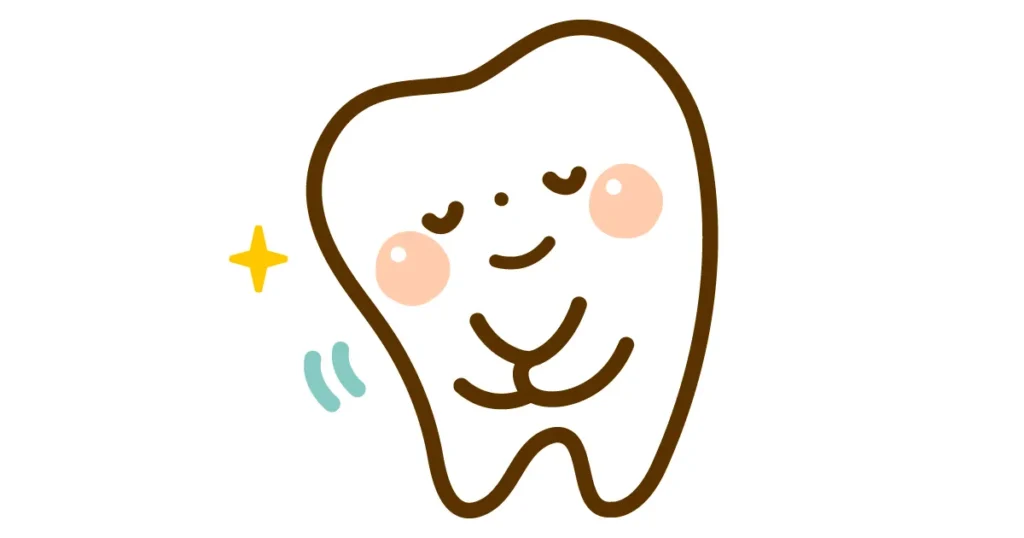 お辞儀をしている歯のイラスト。さよならの挨拶のイメージ