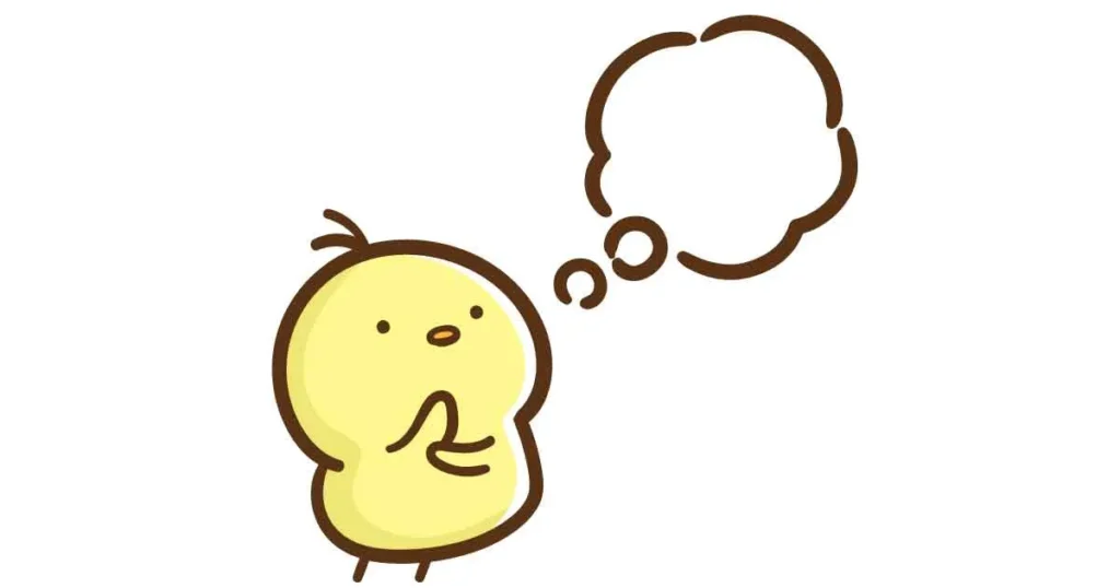 考え事をしているヒヨコのイラスト