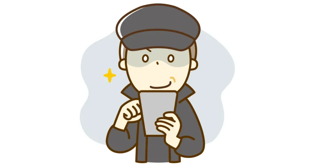 スマホをいじる犯罪者のイラスト