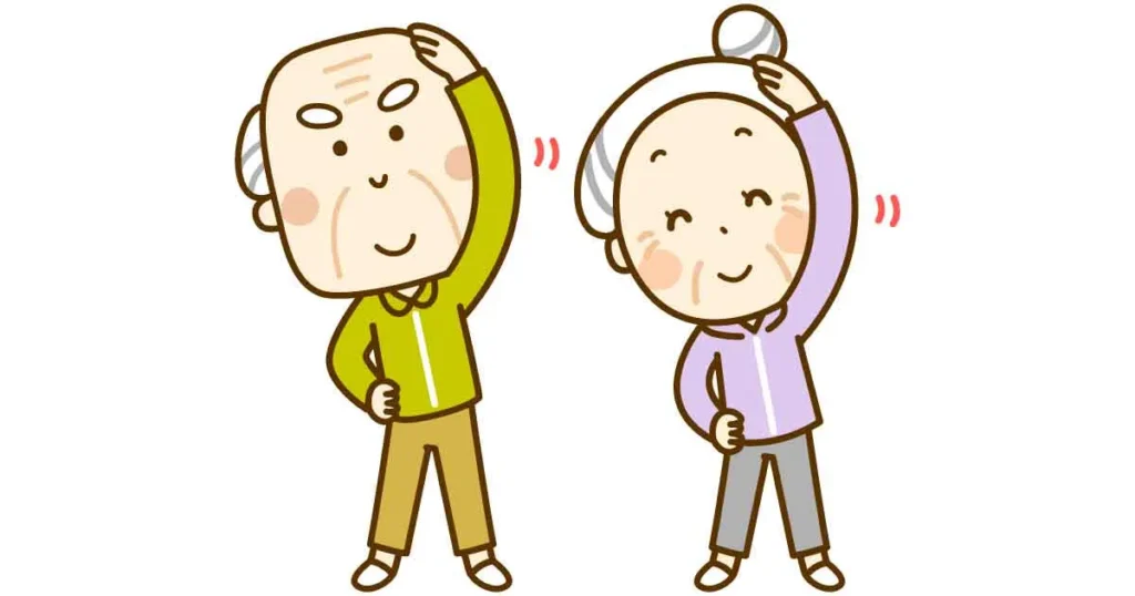 体操をする高齢者のイラスト