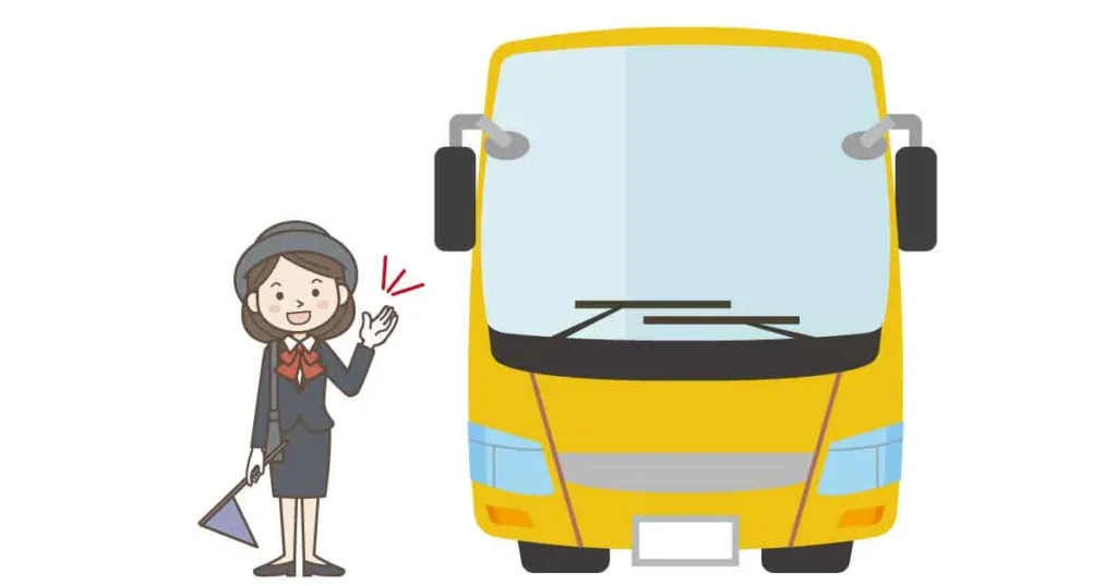 バスガイドとバスのイラスト