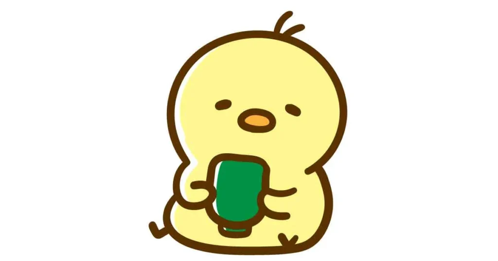 ひよこがお茶を飲んでいるイラスト