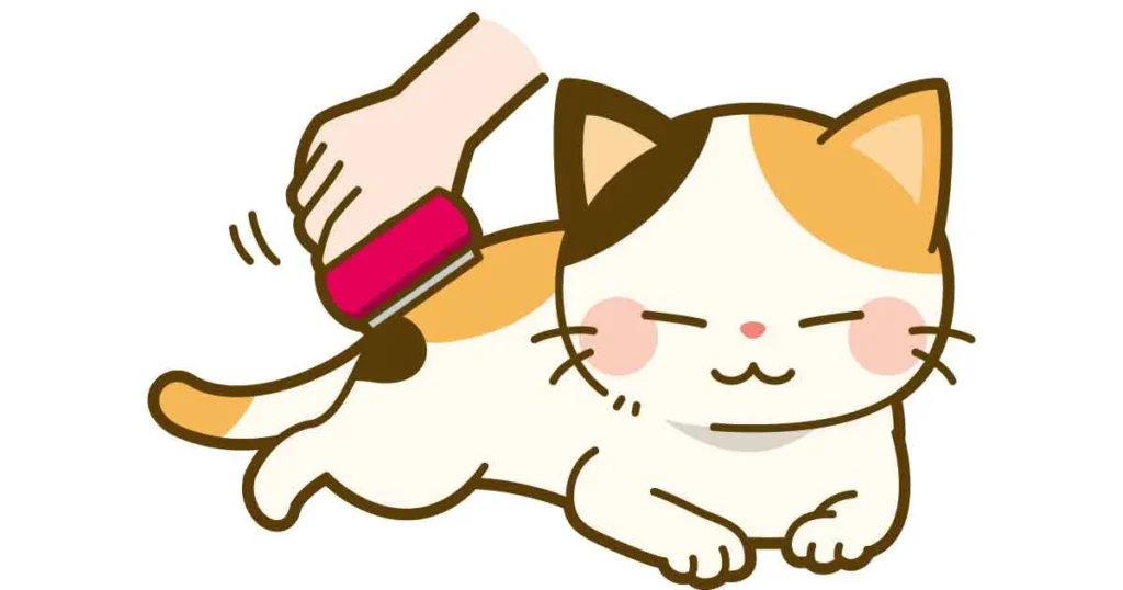 猫がブラッシングされているイラスト